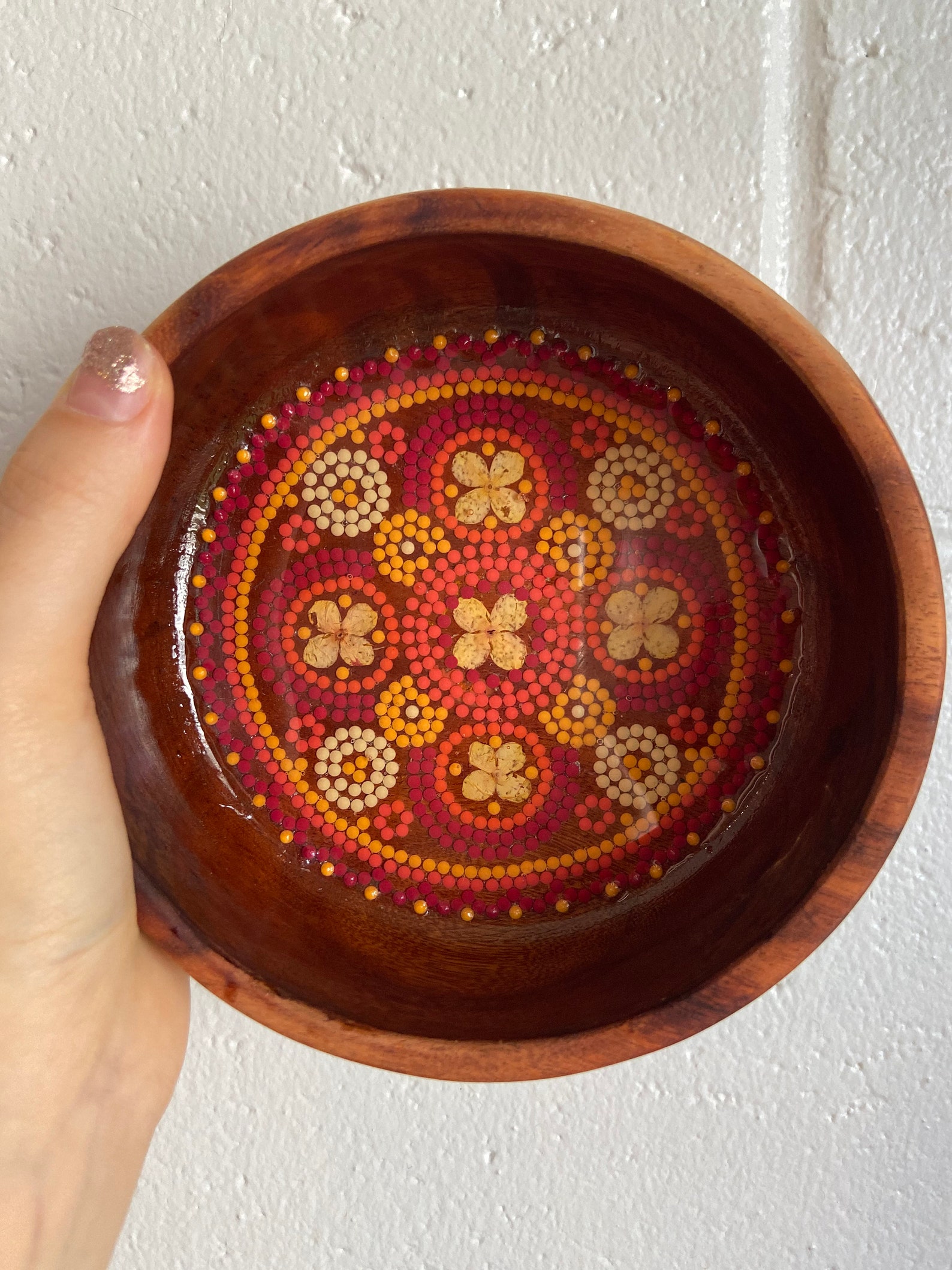 Wood and Resin Decorative Mandala Bowl Etsy