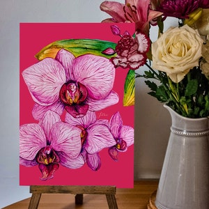 Digital | Floral Pink Orchid Download | Watercolour Botanical Print | Digital Download | Watercolor Art | Instant Download | Little Jane