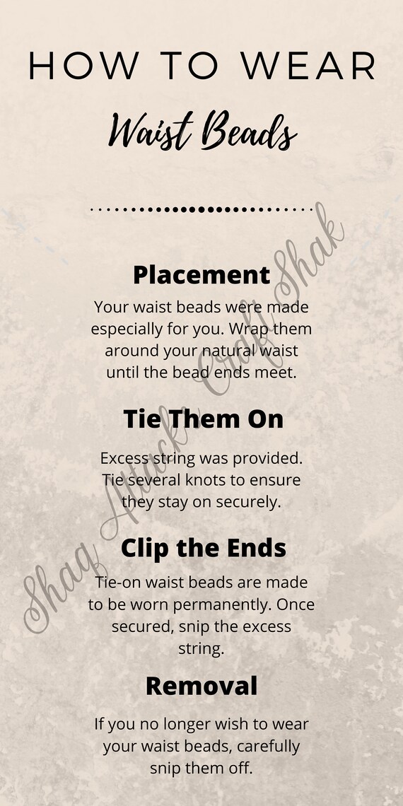 How To Wear Waist Beads Instruction Jewelry Card Digital - Waist Beads Diy Kit How To Wear Waist Beads Instruction Jewelry Card Digital - Waist Beads Diy Kit