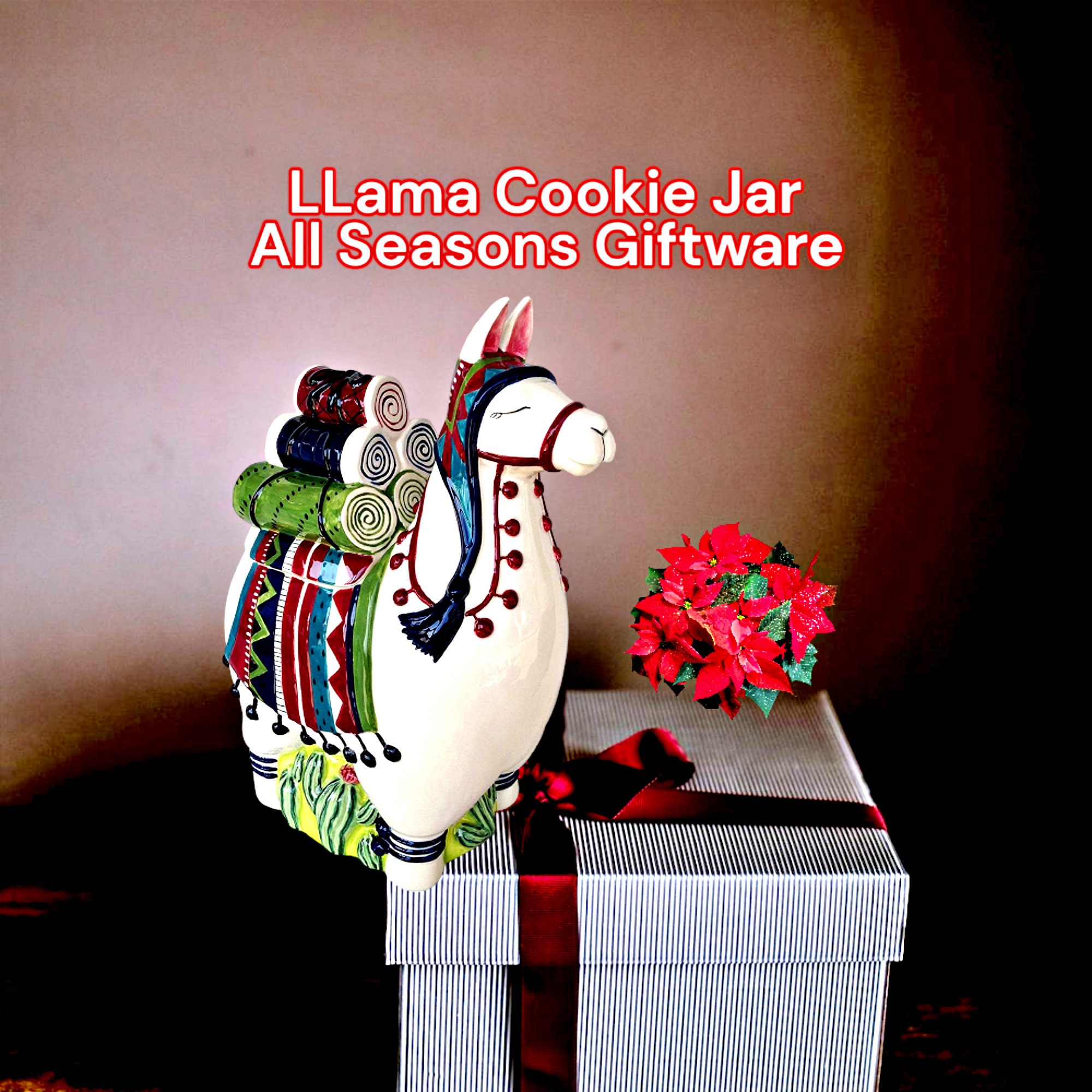 Unique Ceramic Cookie Jar LLama Biscotti Jar For All Year Round Kitchen Storage Canister With Lid
