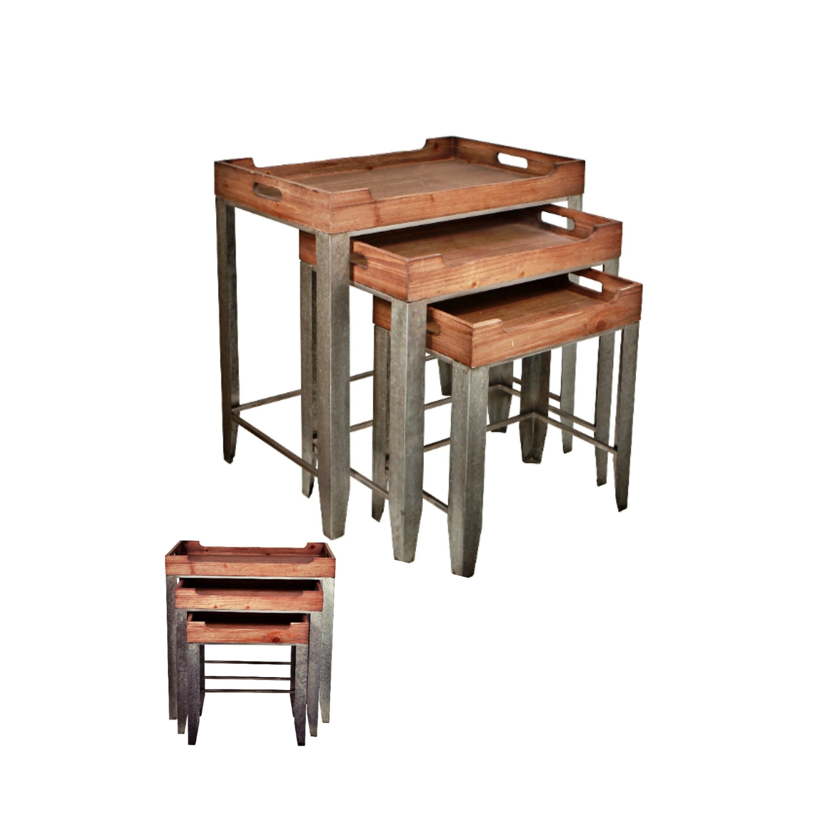 Side Tables 3 Nesting Rustic Elixir Set of Wood Top Table Set Etsy