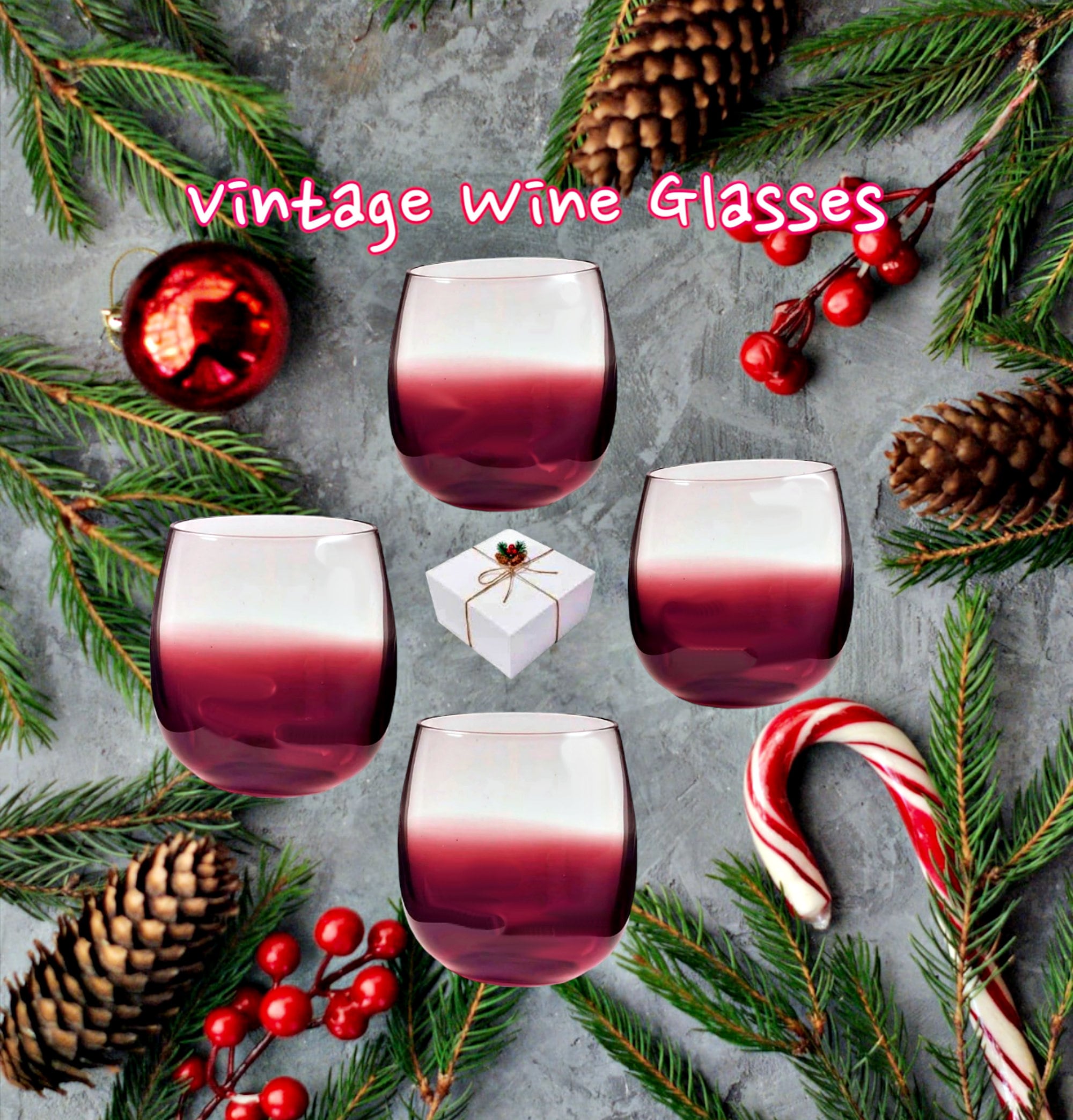 DANSK Vintage Amethyst Stemless Wine Glasses Set Of 8 