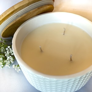 Lavender Scented Luxury Ceramic 3 Wick Large Candles, 100% Eco soy wax