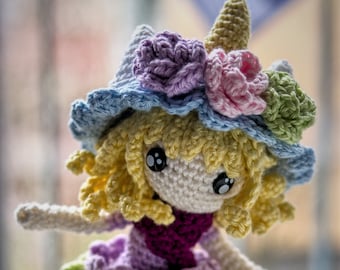 Cotton thread doll - unicorn cupcake based on a model created by Croc's Betty