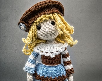 Cotton thread doll - Pepper the little schoolgirl