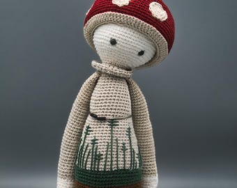 Cotton yarn doll - Paul the mushroom