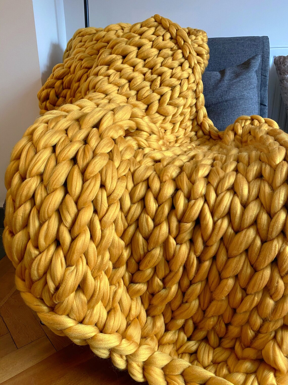 Chunky Arm Knit Blanket. 100cm X 100cm. Perfect Gift. Gift for Etsy UK