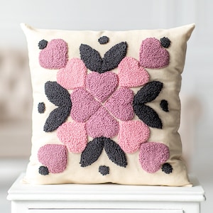 Punch Needle Handmade Embroidered Pillowcase, Custom Nursery Decorative Pillowcase, Modern Throw Pillow, Tufted Home Decor, Gift for Home