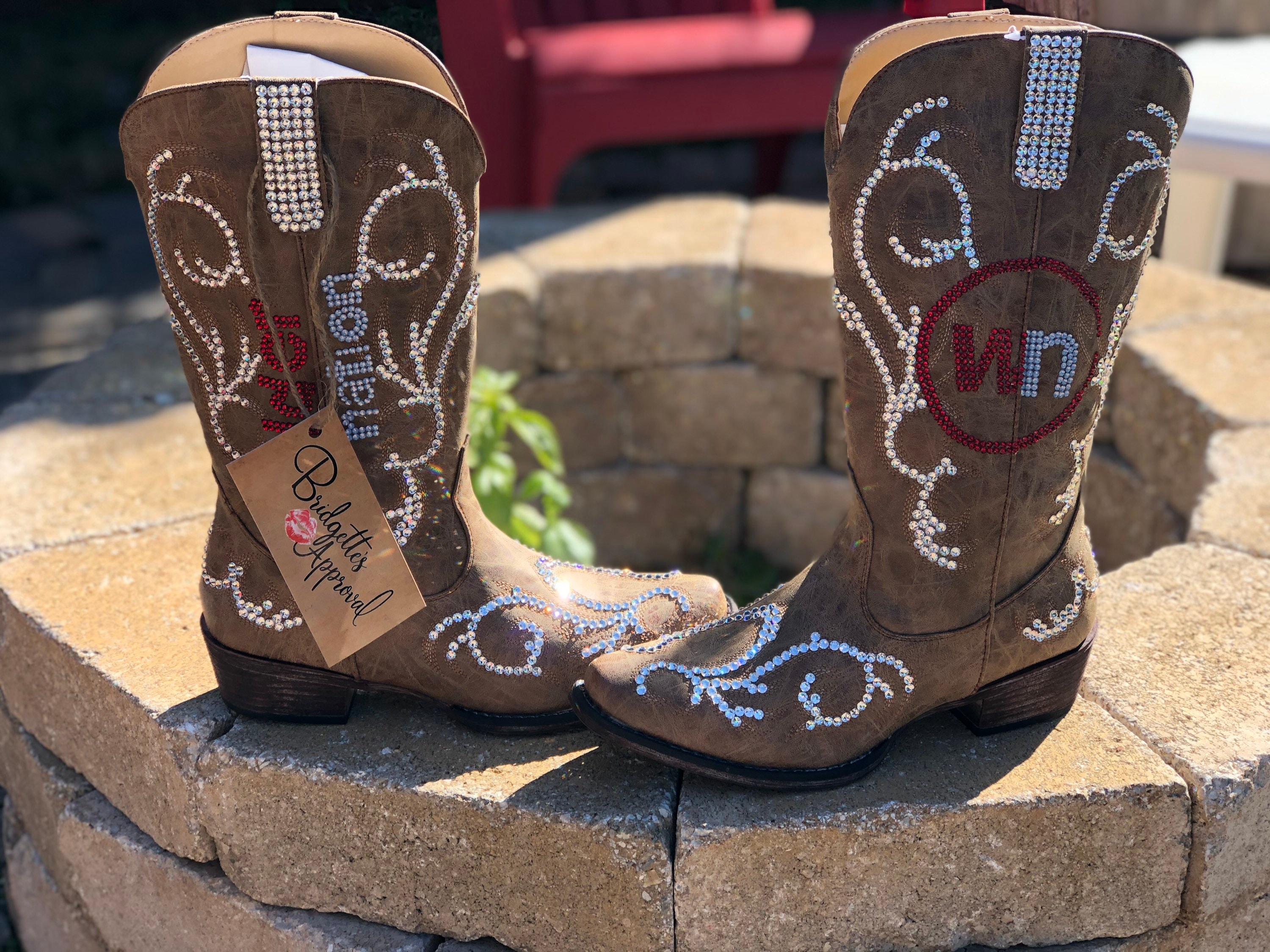 Custom Cowboy Boots Encrusted With Swarovski Crystals or Glass Crystals
