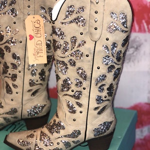 Sparkly White Cowboy Boots