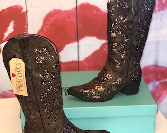 Sparkly Brown Cowboy Boots