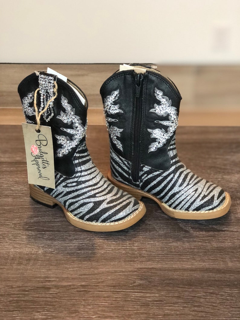 Infant Girl Zebra Boots Encrusted With Small Swarovski Crystals. Etsy