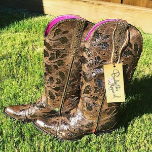 Sparkly Brown Cowboy Boots Etsy
