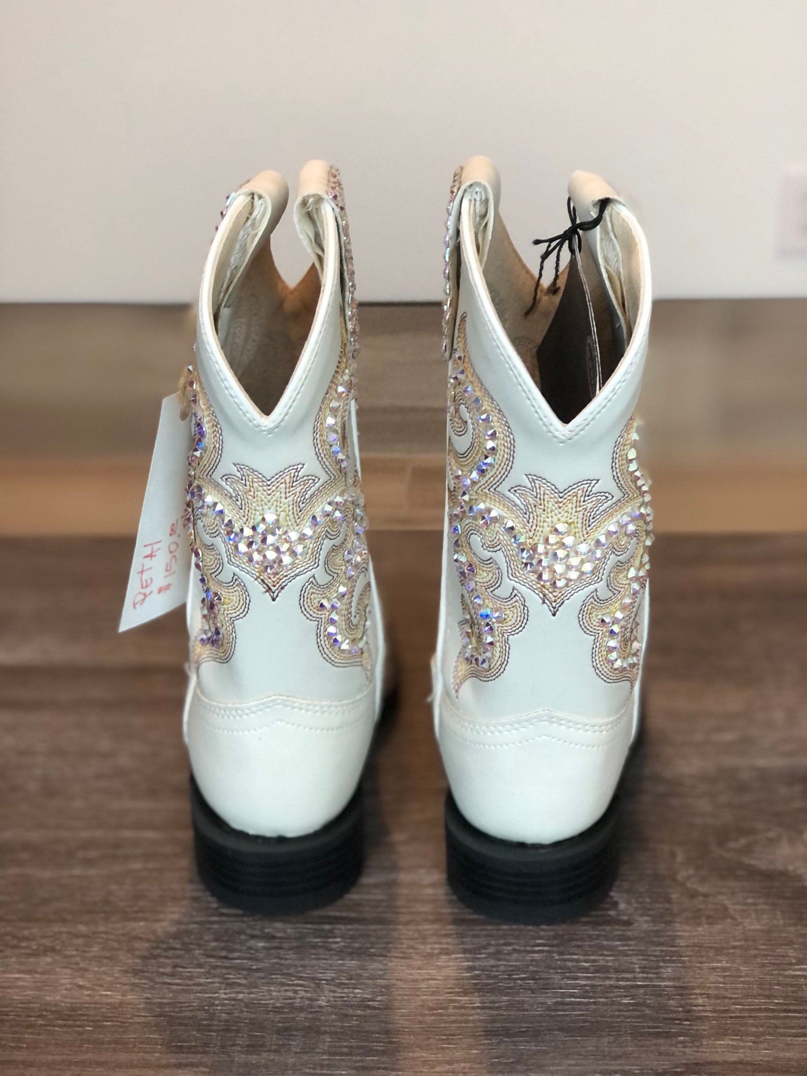 Little Girls White Cowboy Boots Encrusted With AB Swarovski Crystals Etsy