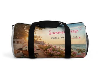Summer Breeze beach scene Duffel Bag | seaside floral sunset travel bag