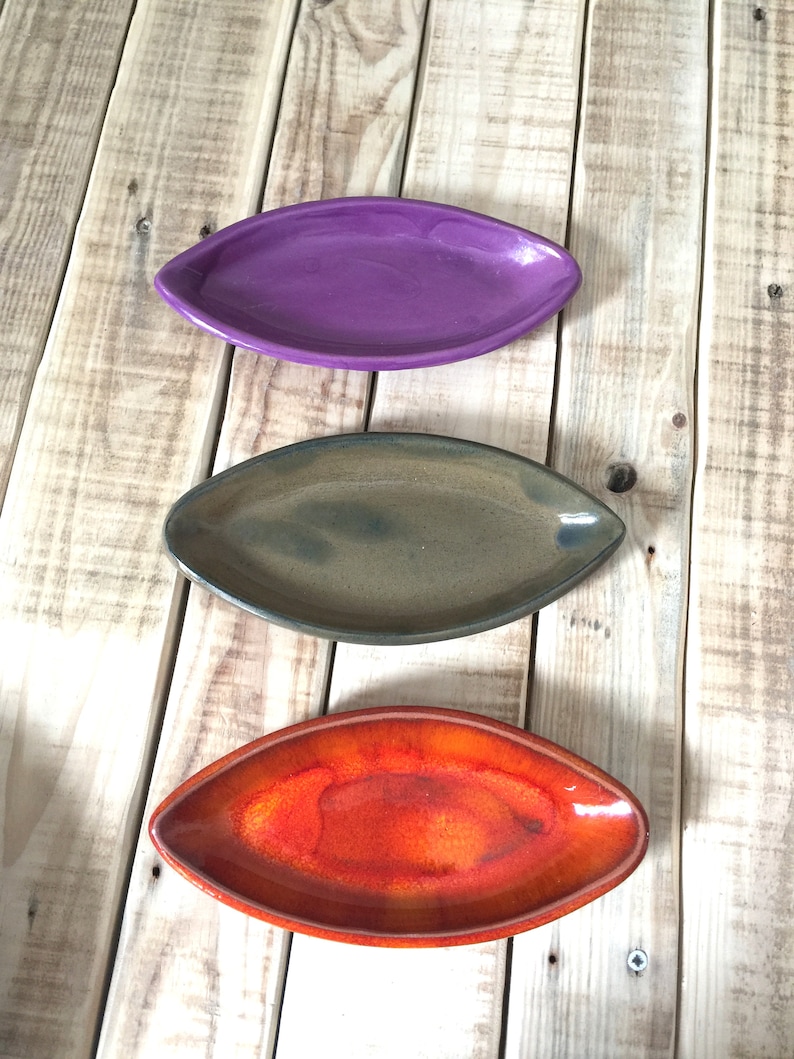 Cretan Handmade Ceramic Boat Plates for Hors D'oeuvre, Appetizer