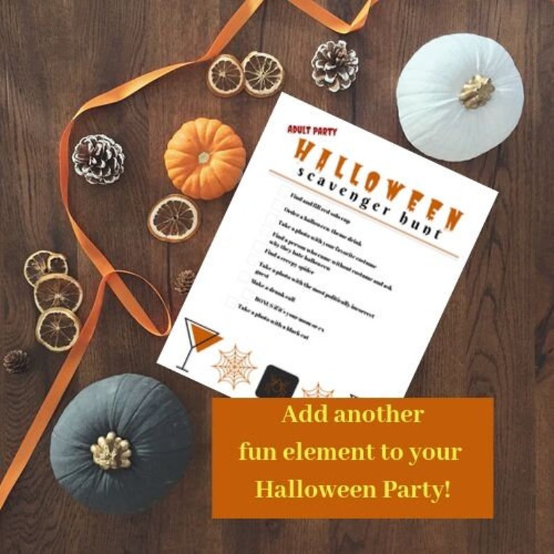 adult halloween party scavenger hunt printable drinking