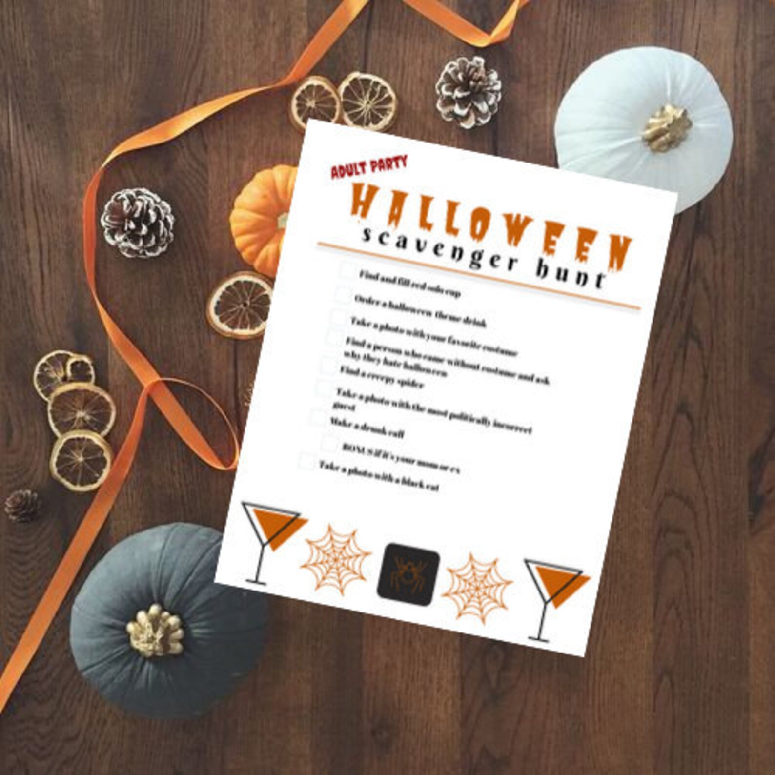 Adult Halloween Party Scavenger Hunt Printable Drinking Game - Etsy