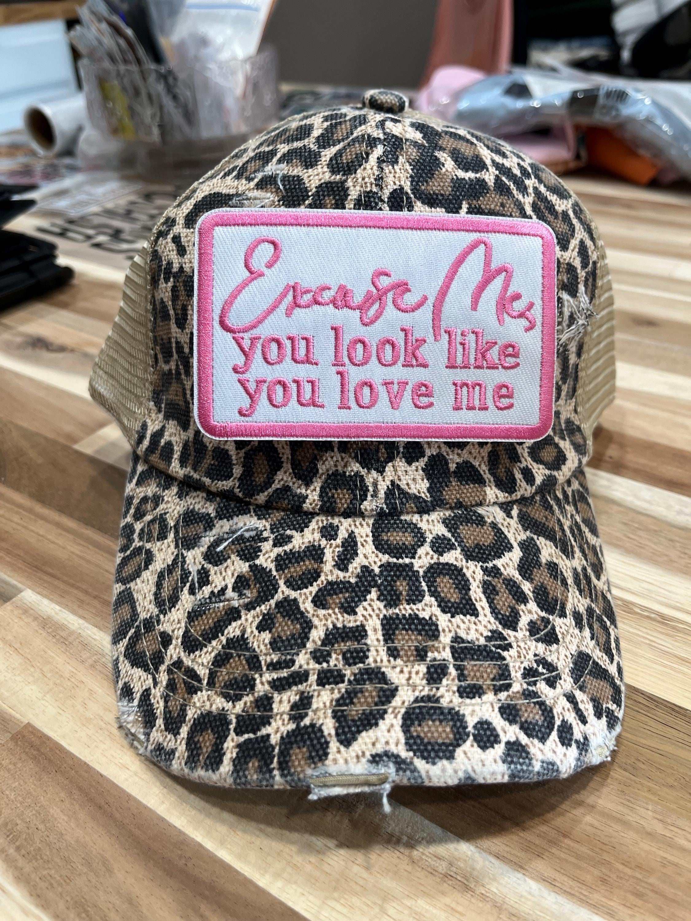 Leopard Print Trucker Hat, Pink Lettering Patch - Etsy