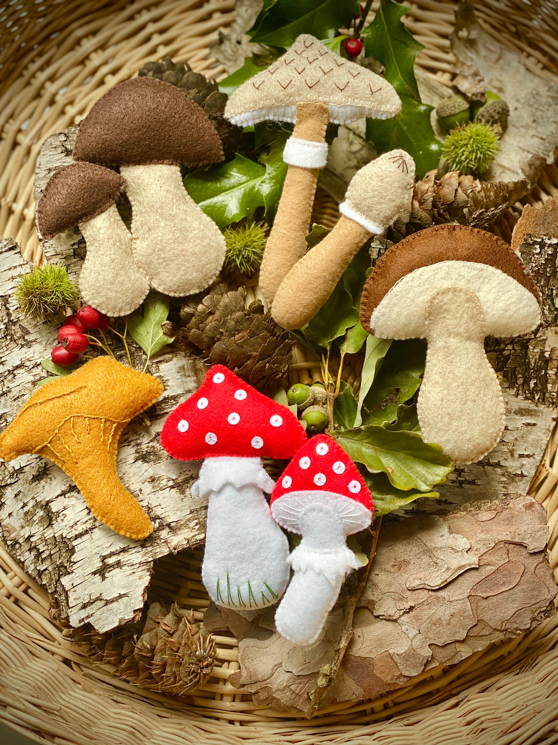 Felt handmade autumn decorations mushrooms | Etsy