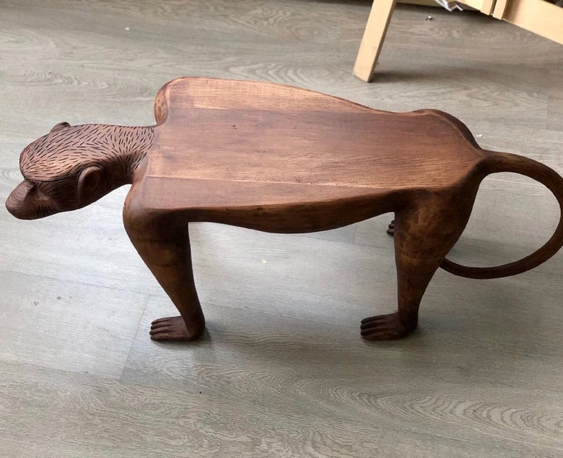Wood Monkey Coffee table. Carved table Etsy