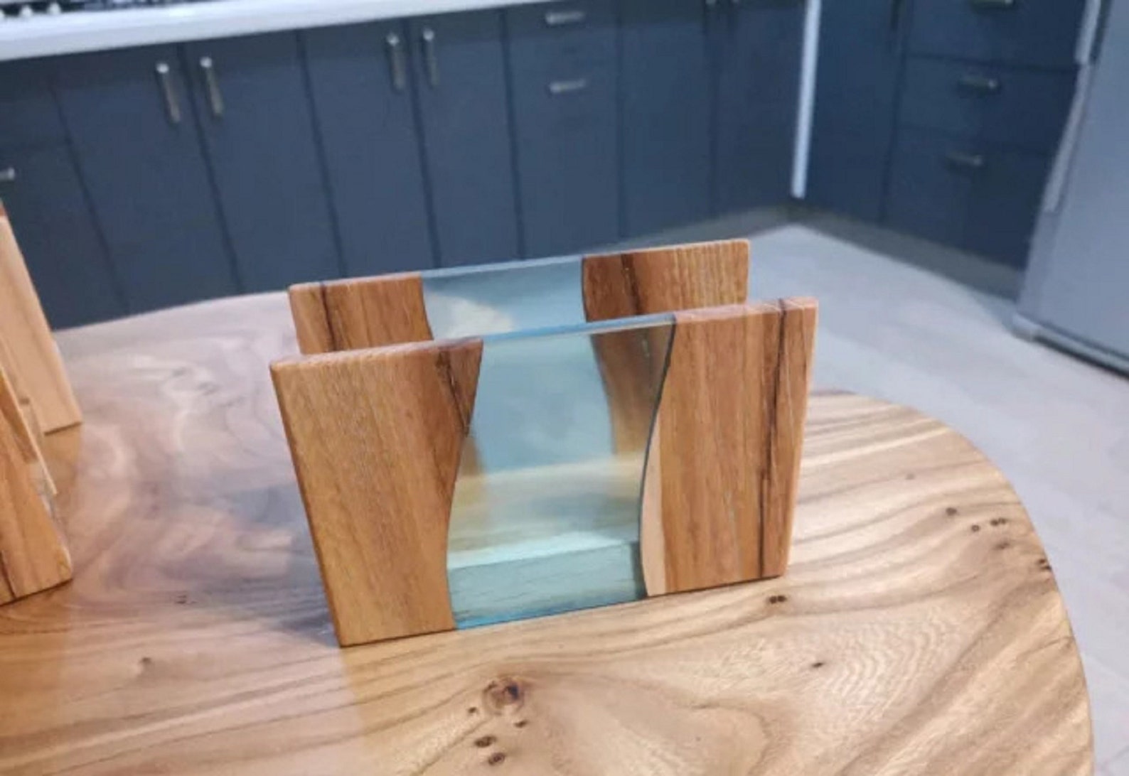 Epoxy Wooden Napkin Holder Oak Napkin Holder Epoxy Resin Etsy