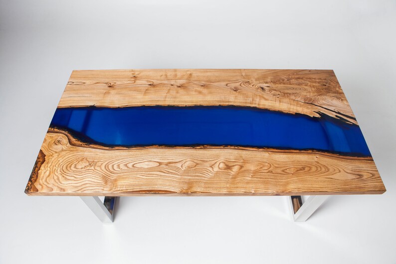 Blue River table top epoxy resin Live Edge Table Epoxy wood Etsy