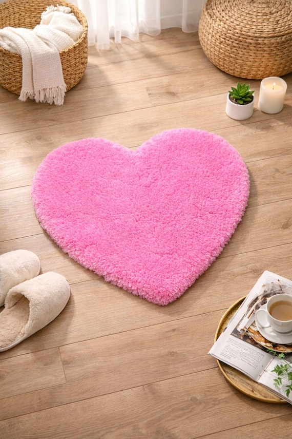 Pink Heart-shaped Rug, 60 Cm. Heart-shaped Valentine's Day Gift