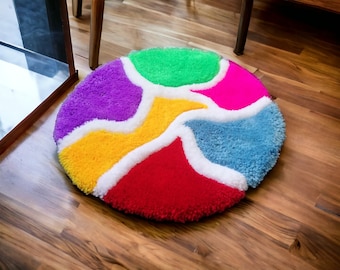 Tappeto rotondo colorato per il soggiorno, tappeto colorato per la cameretta dei bambini, tappeto da bagno, regalo per la festa della mamma, decorazione per il bagno, regalo per la casa, Pasqua