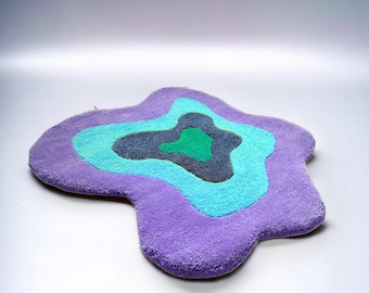 Colorful abstract rug, soft living room rug, non-slip mat, dopamine design decor, housewarming gift. Handmade rug