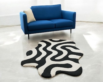 Carpet Black White Abstract Design Dopamine Trend Living Room Carpet Student Room Gift Birthday Bedside Rug Soft Hallway Carpet