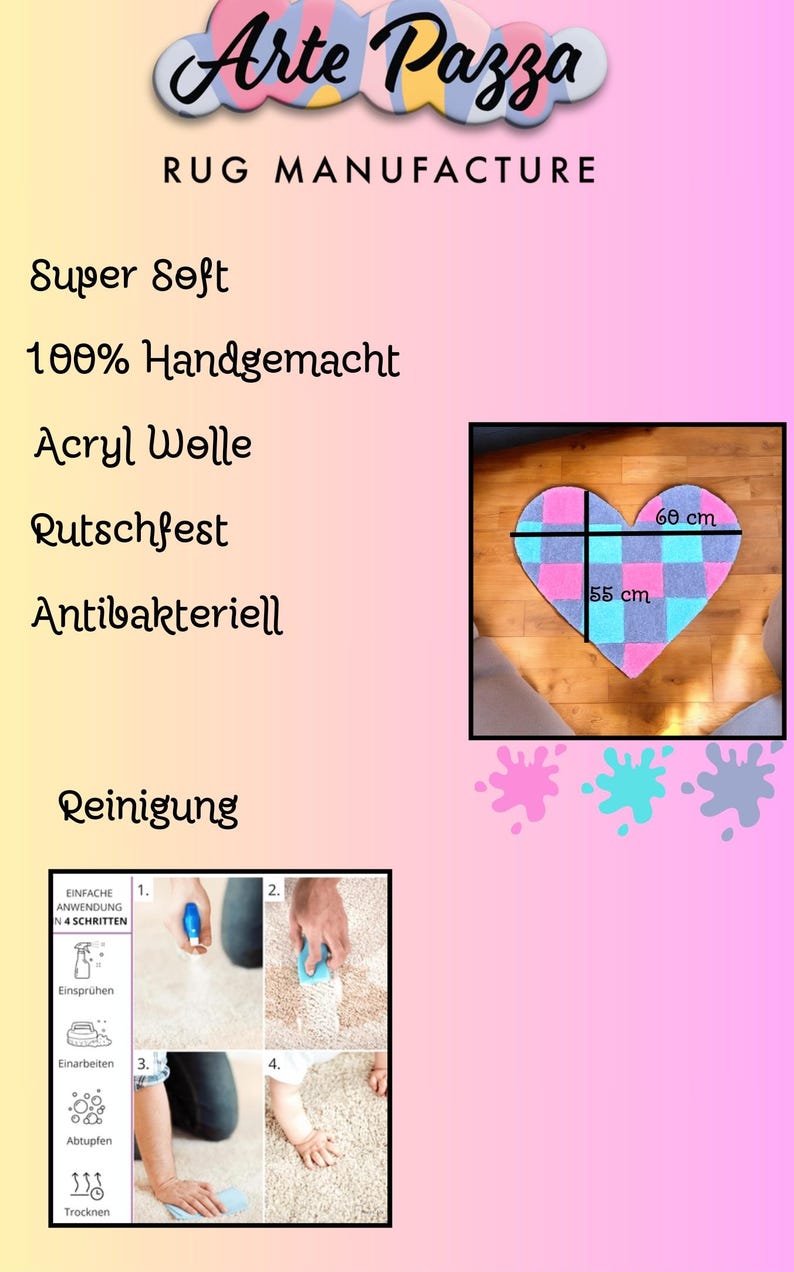 Heart Rug Check Pattern. Christmas Gift for Girlfriend. Soft Check Rug