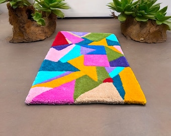 Tappeto colorato per il soggiorno. Tappeti morbidi. Tappeto per la cameretta dei bambini. Decorazione fatta a mano. Tappeto per il bagno. Regalo per le donne. Tappeto