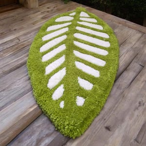 Green carpet handmade carpet living room carpet decoration leaf decoration bath mat soft bathroom deco bed rug moss art textile art