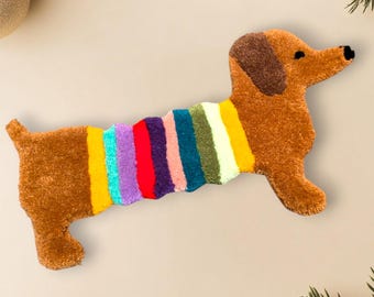 Dachshund gift for the Dachshund fan. Rug for the living room as a bedside rug or hallway runner, home decoration funny. Handmade gift