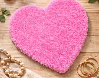 Pink Heart-shaped Rug, 60 Cm. Heart-shaped Valentine's Day Gift