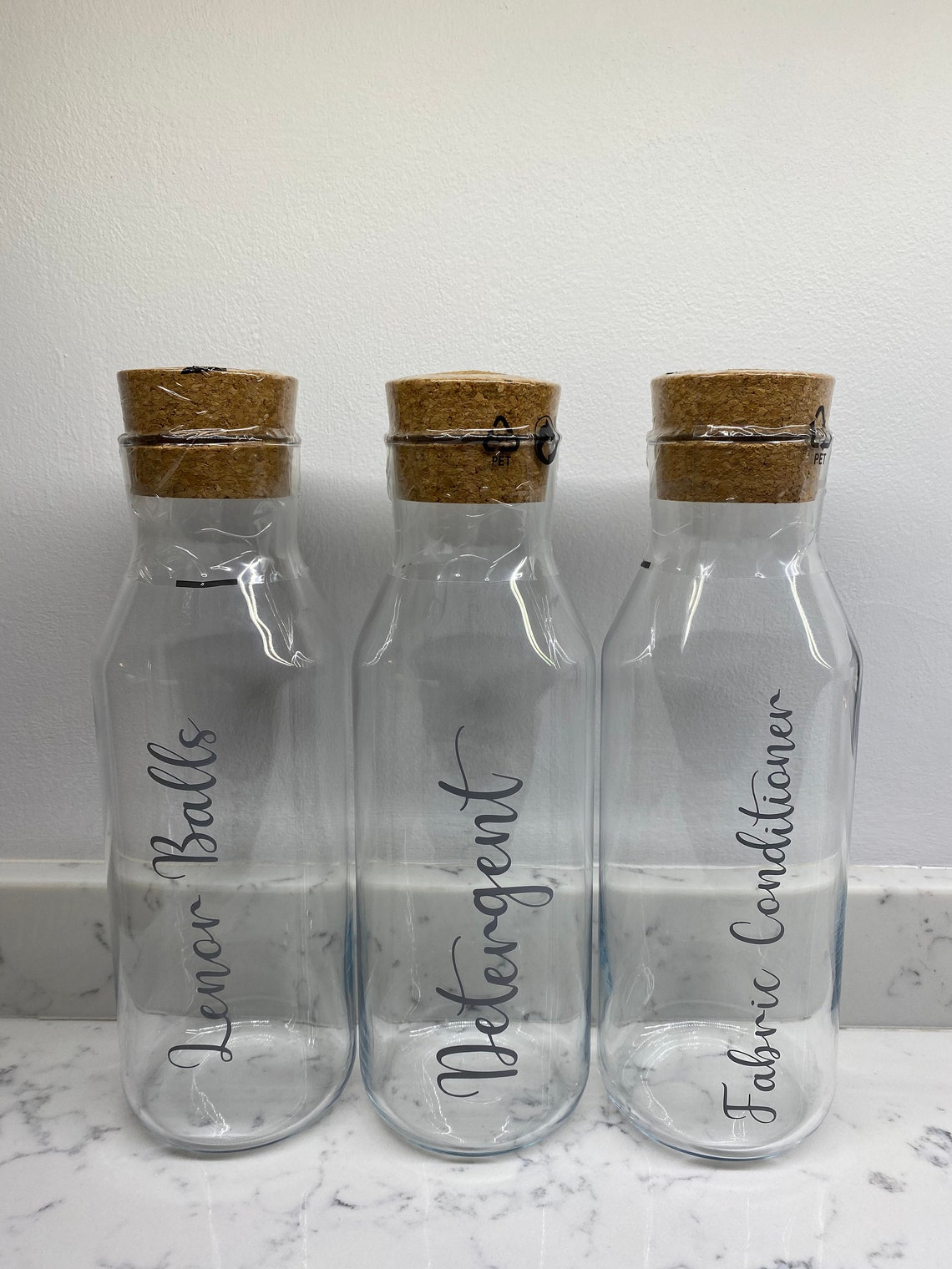 Glass Jar with Cork Lid Personalised Laundry Storage Bottle Etsy