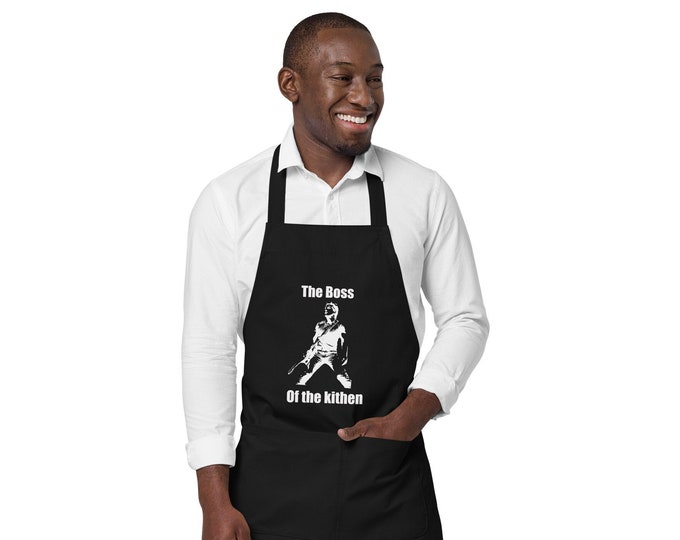 Kitchen apron for men with the image of the boss bruce springsteen