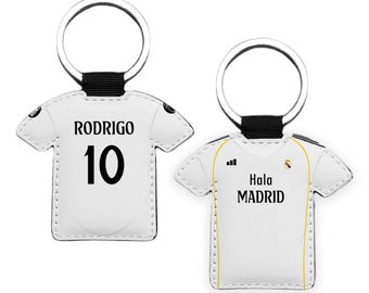Llavero del Madrid personalizado con nombre y número con forma de camiseta de futbol regalo idealny dla fanáticos del Real
