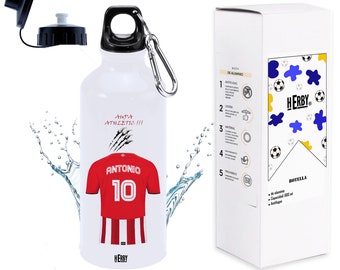 Botella de agua del Athletic personalizada con equipo de futbol y nombre, botellas para niños personalizadas con nombre, cantimplora de agua