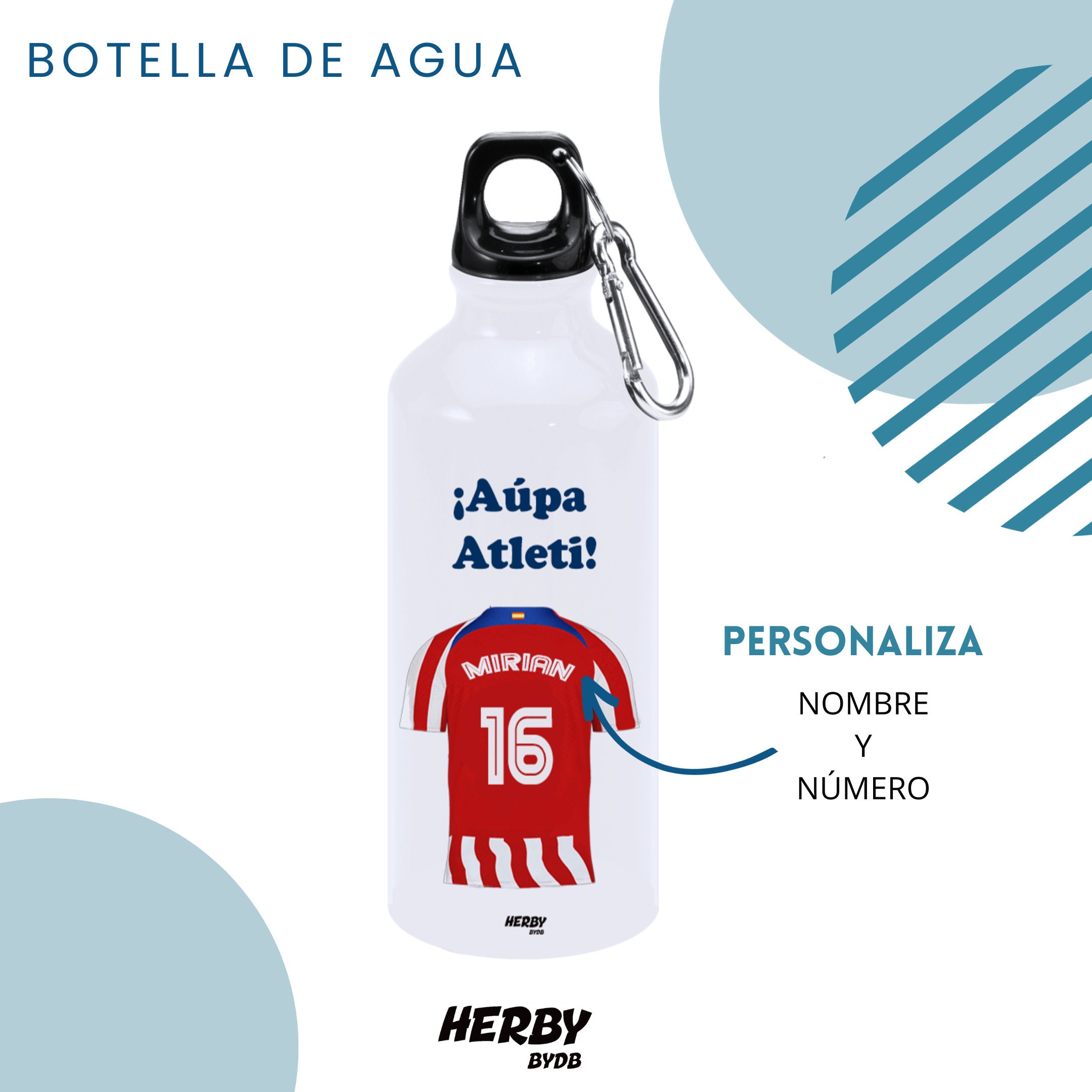 Botella De Agua Del Barça Personalizada Con Equipo De Futbol Y Nombre,  Botellas Para Niños Personalizadas Con Nombre, Cantimplora De Agua 