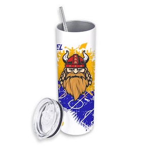 botella de agua del Madrid vikingo, vaso tumbler original regalo para fanáticos del Madrid