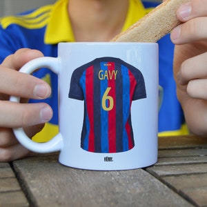Caneca personalizada do FC Barcelona com nome e número original, presente perfeito para os fãs do Barça, presente para homem, caneca Barça