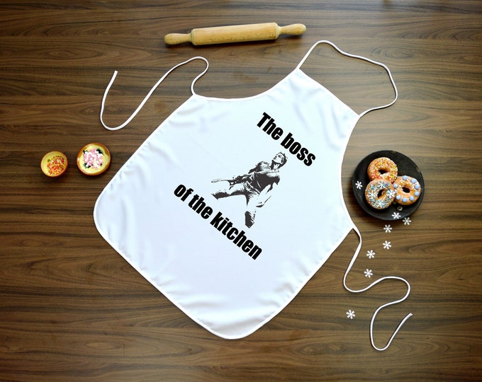 Kitchen apron for men with image of bruce springsteen, fans of "The boss"