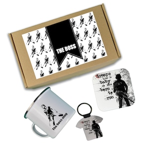 Coffret cadeau The Boss Bruce Springsteen, Tasse The Boss, porte-clés personnalisé et dessous-de-verre