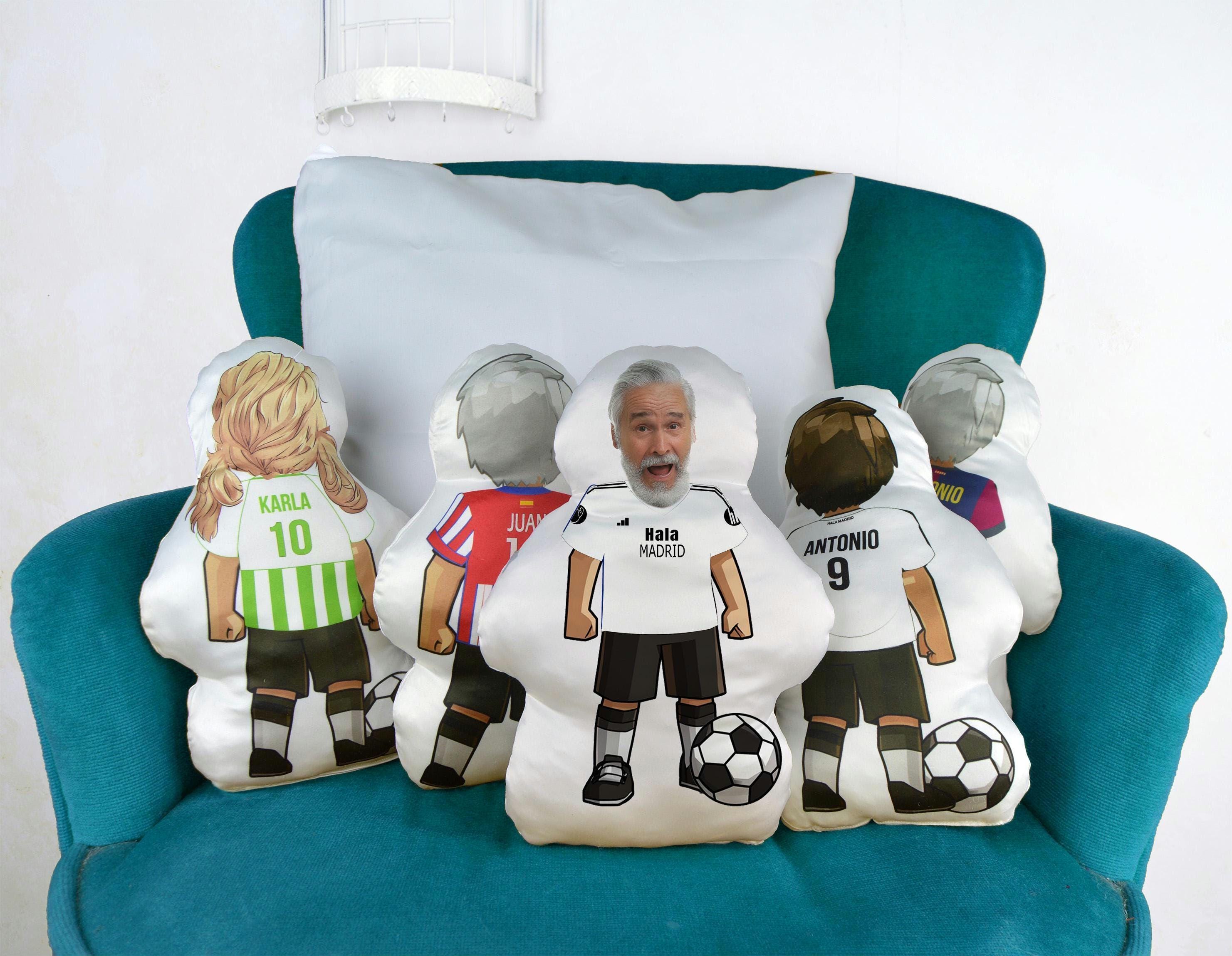 Cojín del Madrid foto cara Personalizado Fútbol Regalo Original Fanáticos con tu Equipo Nombre y Número Día del Padre Cumpleaños Novio Amigo