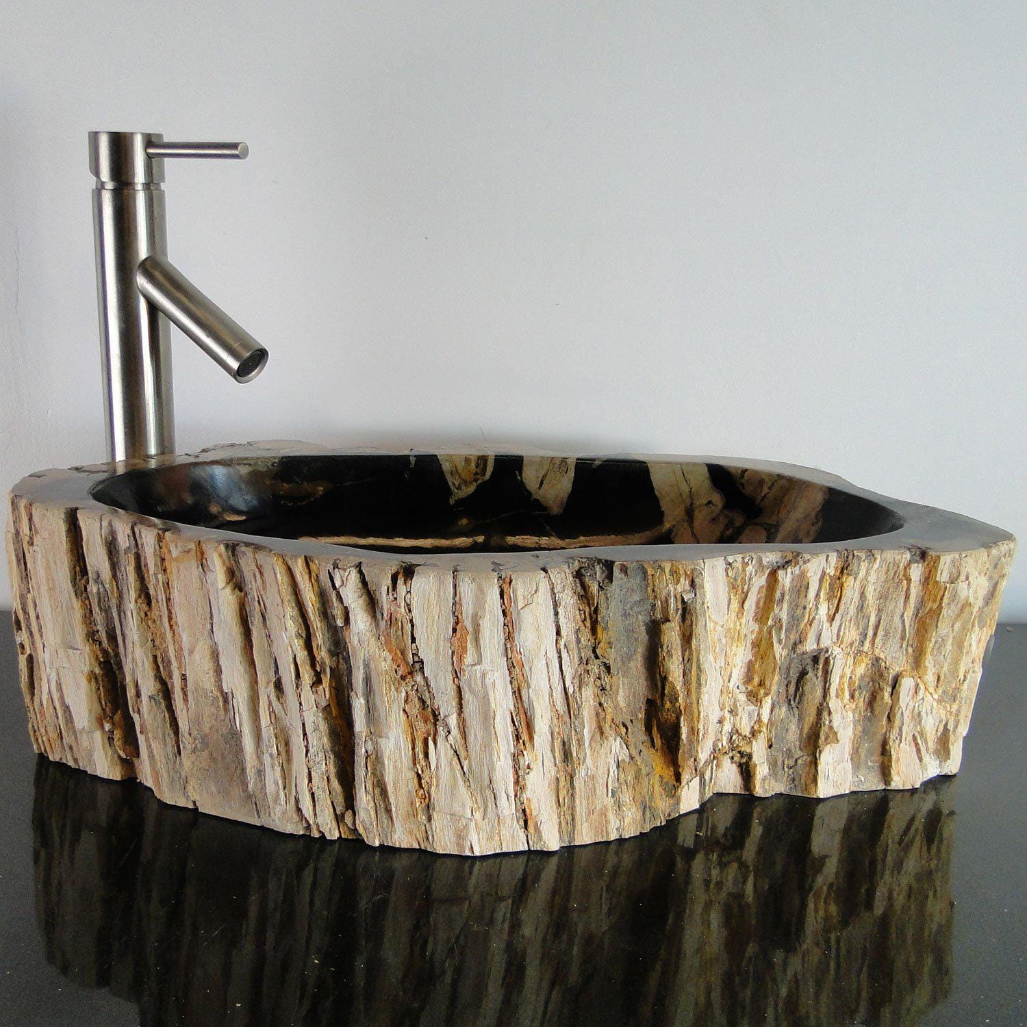 Petrified Wood Stone Sink Natural Rustic Bathroom Vessel Basin