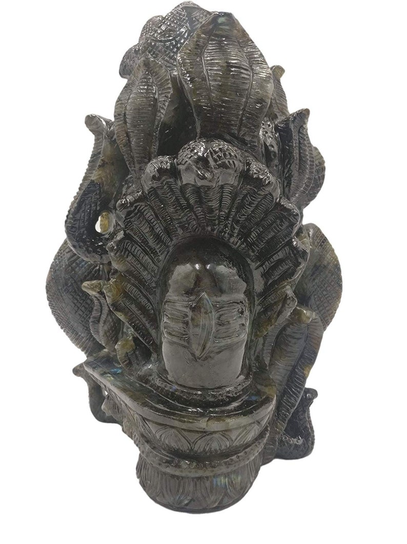 PadharosArt Labradorite Stone Carving of Lord Shiva Head with image 4