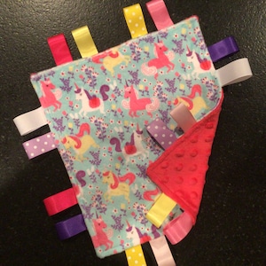 TAG Minky Sensory Lovey Blanket.  Personalization Available.