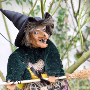 Vintage German Kitchen Witch doll for hanging  Fairy Witch Figurine Flying witches Halloween witch decoration